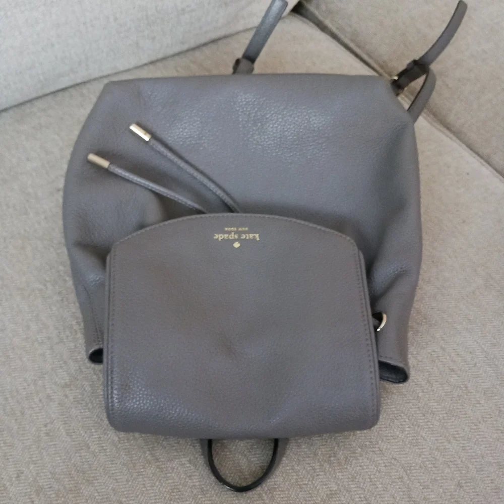 Kate Spade gray pebbled leather backpack